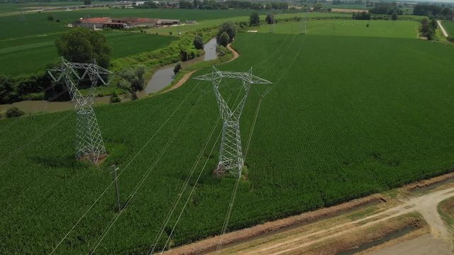Power line, steel beam (rotation around)