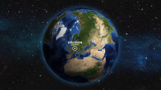 GERMANY DRESDEN ZOOM IN FROM SPACE