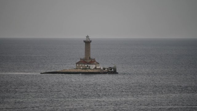 Island with the Porer lighthouse, Croatia, in UHD resolution