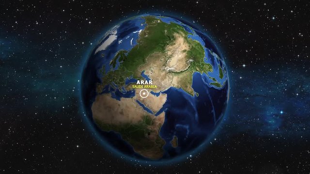 SAUDI ARABIA ARAR ZOOM IN FROM SPACE