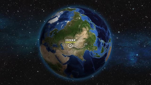 UZBEKISTAN JIZZAX ZOOM IN FROM SPACE
