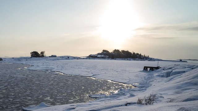 Timelapse of frozen bay in Hanko, Finland 