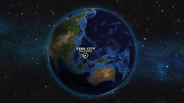 PHILIPPINES CEBU CITY ZOOM IN FROM SPACE