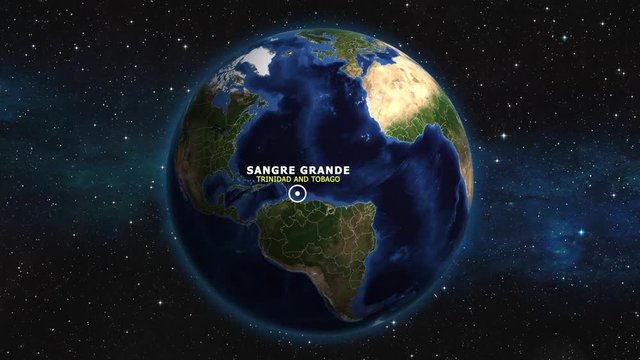 TRINIDAD AND TOBAGO SANGRE GRANDE ZOOM IN FROM SPACE