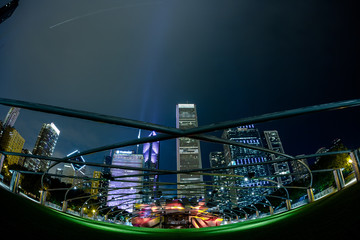 Night Shot Of The Downtown Amphitheatre In Chicago Illinois