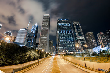 Fototapeta na wymiar Dramatic Long Exposure Of Chicago Downtown At Night
