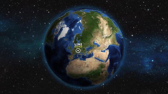 AUSTRIA GRAZ ZOOM IN FROM SPACE