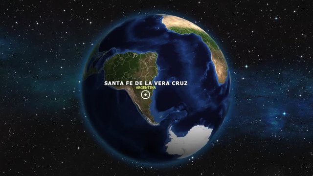 ARGENTINA SANTA FE DE LA VERA CRUZ ZOOM IN FROM SPACE