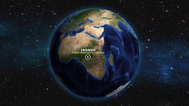 CONGO DEMOCRATIC REPUBLIC INONGO ZOOM IN FROM SPACE