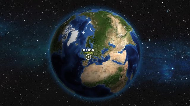 FRANCE DIJON ZOOM IN FROM SPACE