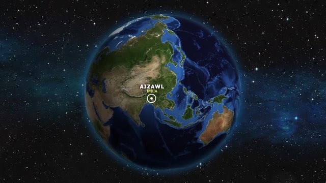 INDIA AIZAWL ZOOM IN FROM SPACE