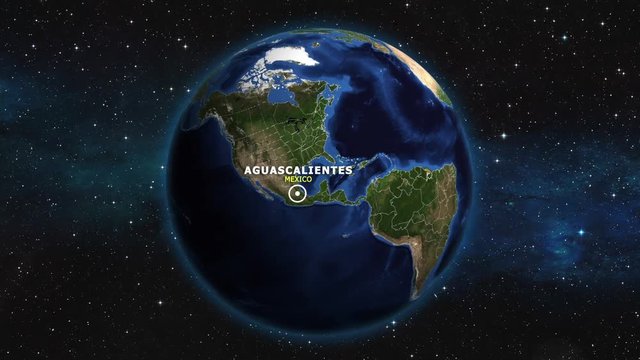 MEXICO AGUASCALIENTES ZOOM IN FROM SPACE