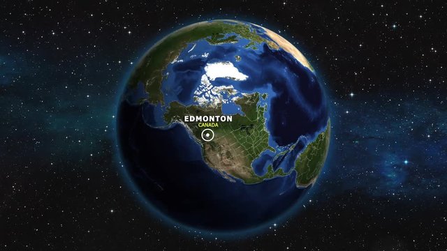 CANADA EDMONTON ZOOM IN FROM SPACE