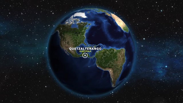GUATEMALA QUETZALTENANGO ZOOM IN FROM SPACE
