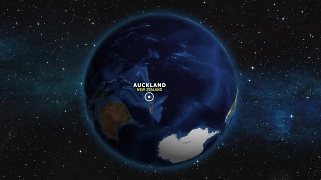 NEW ZEALAND AUCKLAND ZOOM IN FROM SPACE