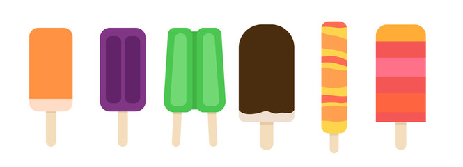 Vector illustration of a set of six popsicles