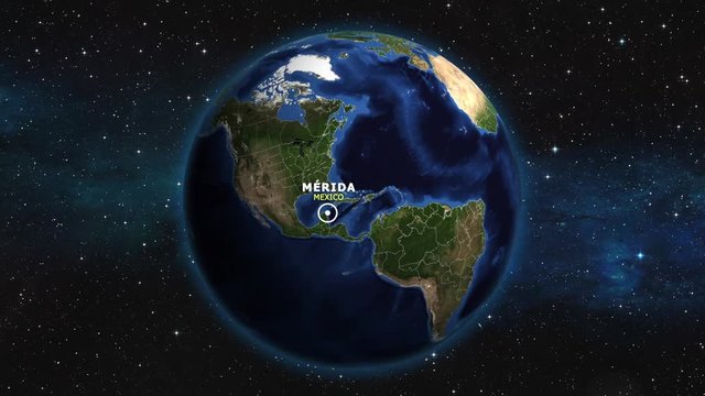 MEXICO MERIDA ZOOM IN FROM SPACE
