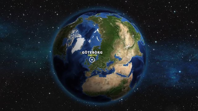SWEDEN GOTEBORG ZOOM IN FROM SPACE