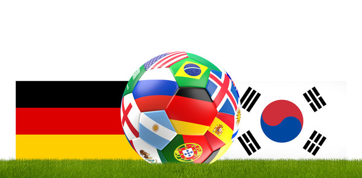 Germany Korea soccer football ball 3D Illustration