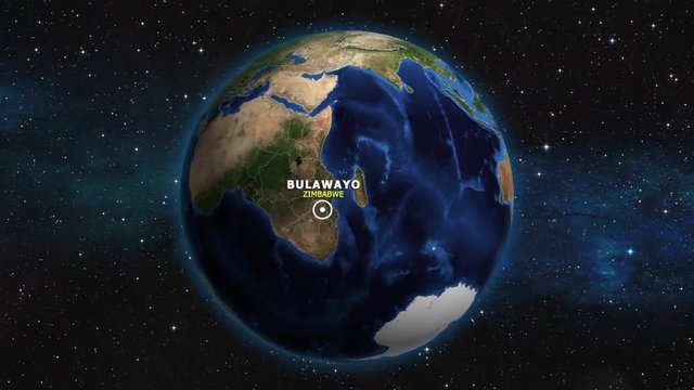 ZIMBABWE BULAWAYO ZOOM IN FROM SPACE