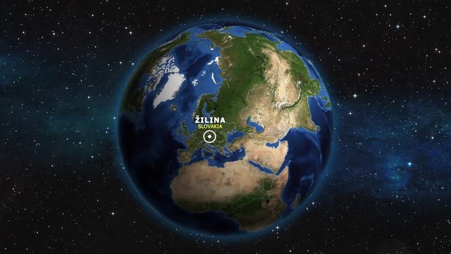 SLOVAKIA ZILINA ZOOM IN FROM SPACE