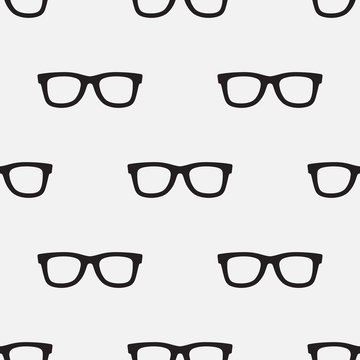 Hipster style glasses seamless vector pattern in black and white