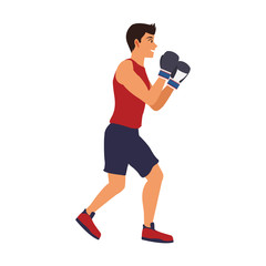 Fitness man practicing boxing vector illustration graphic design