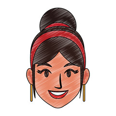 Young woman face cartoon