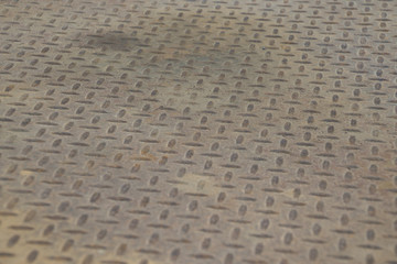 Oil drips grunge Industrial Checker Plate Background Texture with Rusty Worn Embossed Raised Diamond Pattern Wallpaper