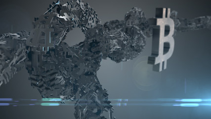 Bitcoin graphic secure global financial network blockchain crypto currency