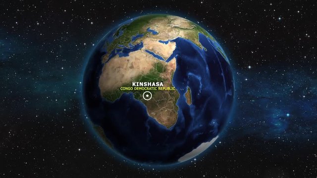 CONGO DEMOCRATIC REPUBLIC KINSHASA ZOOM IN FROM SPACE