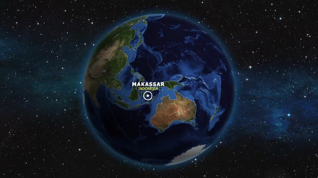 INDONESIA MAKASSAR ZOOM IN FROM SPACE