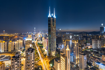 Fototapeta na wymiar Shenzhen urban buildings and big data