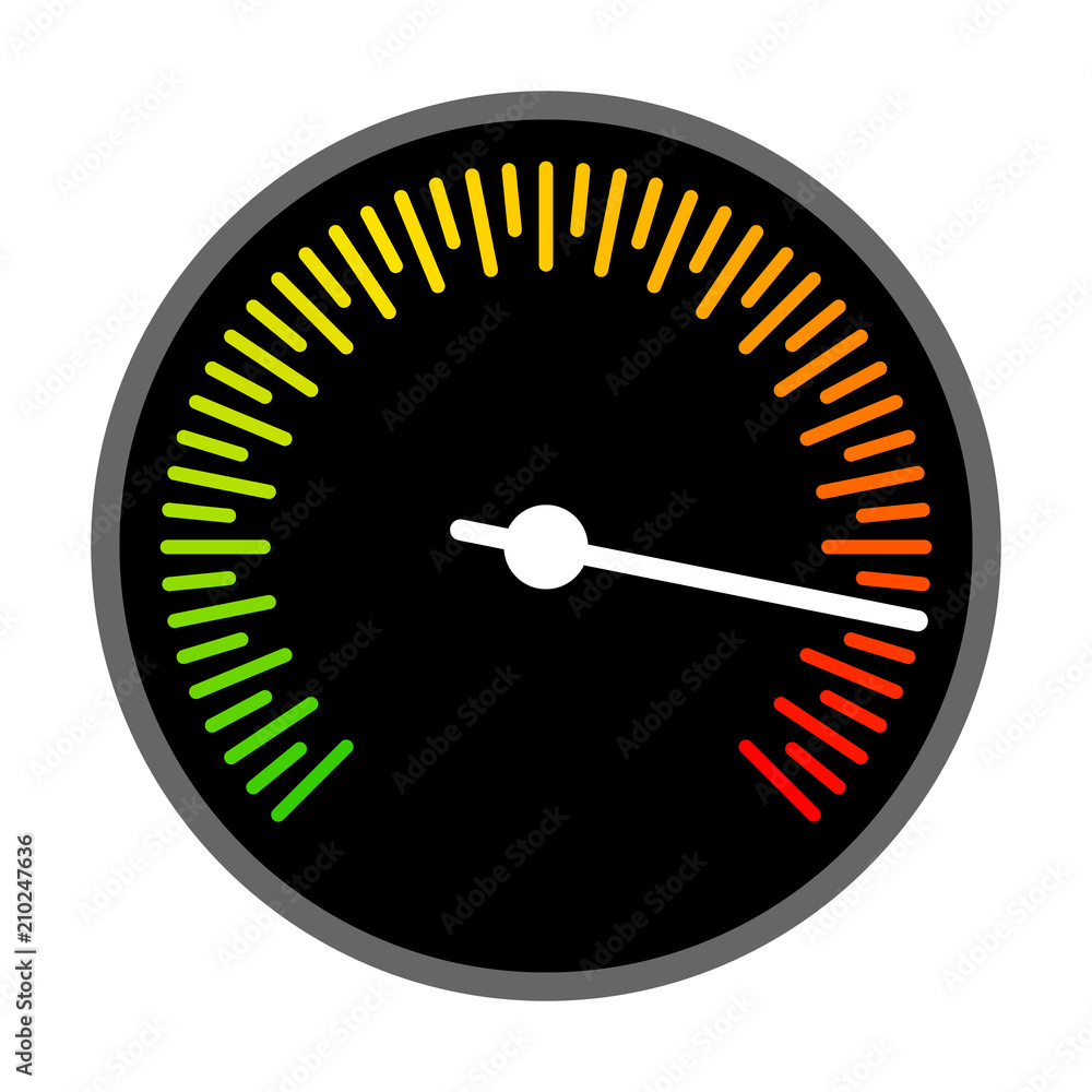 Poster round barometer or speed gauge indicator flat vector color icon for apps and websites