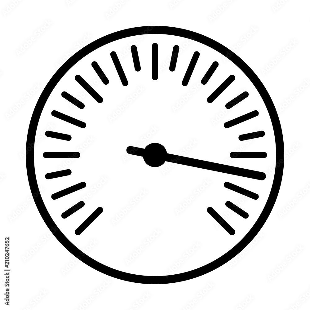 Poster simple round barometer or speed gauge indicator line art vector icon for apps and websites
