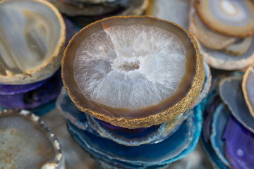 A cross section of the agate stone