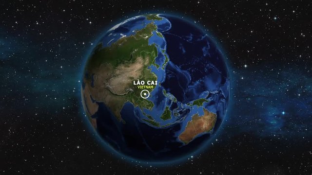 VIETNAM LAO CAI ZOOM IN FROM SPACE
