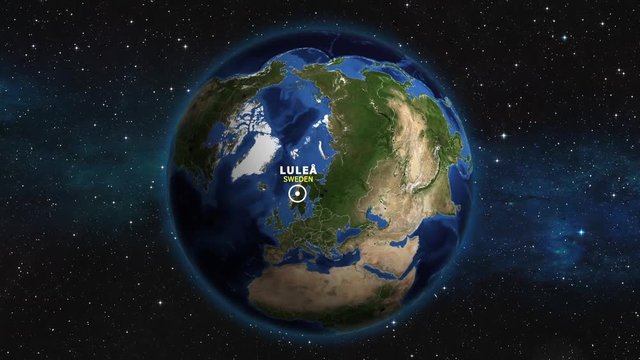 SWEDEN LULEA ZOOM IN FROM SPACE