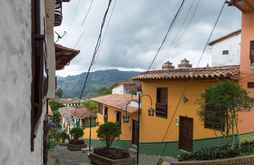 Fototapeta na wymiar Jerico, Colombia, Antioquia, streets of the colonial city, located in the southwest of Antioquia, Colombia