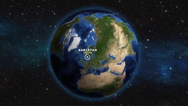 SWEDEN KARLSTAD ZOOM IN FROM SPACE
