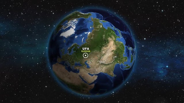 RUSSIAN UFA ZOOM IN FROM SPACE