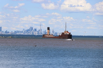 Old ship by the shoreline