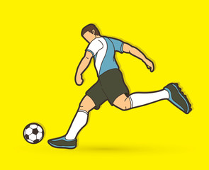Fototapeta na wymiar Soccer player shooting a ball action graphic vector