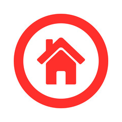 home icon button outline red color