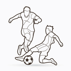 Soccer player action outline graphic vector