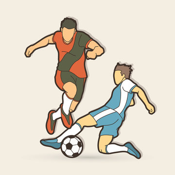 Soccer player action graphic vector.