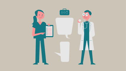 doctor and nurse character vector