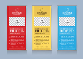 Roll Up Banner template design vector illustration, Presentation and Brochure Flyer. Vector illustration