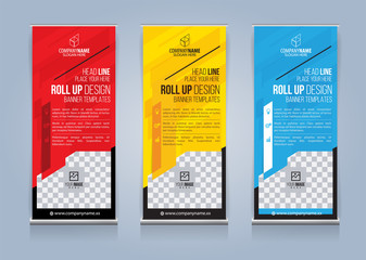 Roll Up Banner template design vector illustration, Presentation and Brochure Flyer. Vector illustration