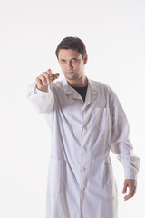 a man in a white robe. doctor on white background